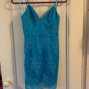 Peacock blue cocktail dress